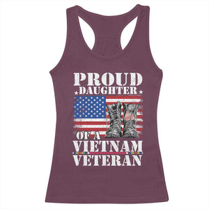 Proud Daughter Of A Vietnam Veteran Racerback Tank Top American Flag Army Boots TS11 Maroon Print Your Wear