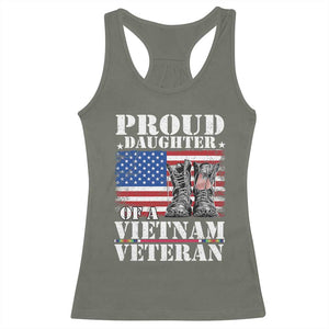 Proud Daughter Of A Vietnam Veteran Racerback Tank Top American Flag Army Boots TS11 Military Green Print Your Wear