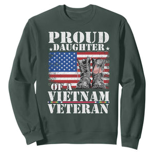 Proud Daughter Of A Vietnam Veteran Sweatshirt American Flag Army Boots TS11 Dark Forest Green Print Your Wear
