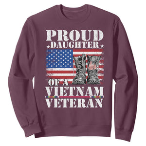 Proud Daughter Of A Vietnam Veteran Sweatshirt American Flag Army Boots TS11 Maroon Print Your Wear