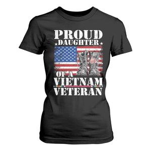 Proud Daughter Of A Vietnam Veteran T Shirt For Women American Flag Army Boots TS11 Black Print Your Wear