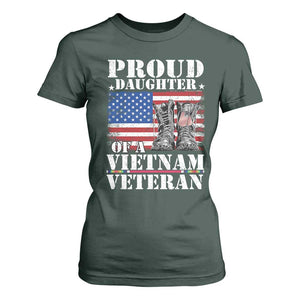 Proud Daughter Of A Vietnam Veteran T Shirt For Women American Flag Army Boots TS11 Dark Forest Green Print Your Wear