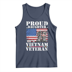 Proud Daughter Of A Vietnam Veteran Tank Top American Flag Army Boots TS11 Navy Print Your Wear