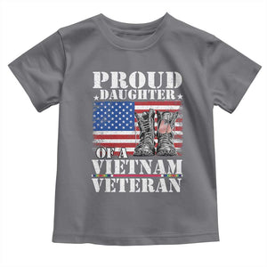 Proud Daughter Of A Vietnam Veteran Toddler T Shirt American Flag Army Boots TS11 Charcoal Print Your Wear