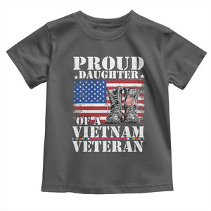 Proud Daughter Of A Vietnam Veteran Toddler T Shirt American Flag Army Boots TS11 Dark Heather Print Your Wear