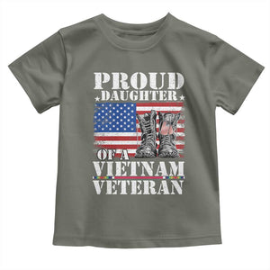Proud Daughter Of A Vietnam Veteran Toddler T Shirt American Flag Army Boots TS11 Military Green Print Your Wear