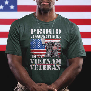 Proud Daughter Of A Vietnam Veteran T Shirt American Flag Army Boots TS11 Dark Forest Green Print Your Wear