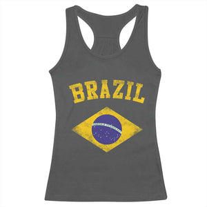 Vintage Brazil Flag Patriotic Brazilian Pride Racerback Tank Top TS11 Dark Heather Print Your Wear
