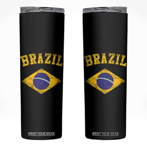Vintage Brazil Flag Patriotic Brazilian Pride Skinny Tumbler TS11 Black Print Your Wear