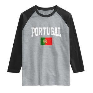 Vintage Portugal Flag Portuguese Pride Throwback Design Raglan Shirt