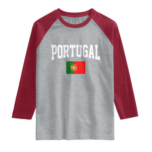 Vintage Portugal Flag Portuguese Pride Throwback Design Raglan Shirt