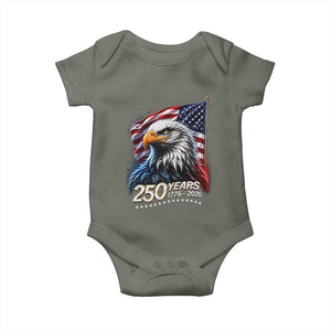 250 Years USA 250th Anniversary Baby Onesie Patriotic Eagle 4th of July TS11 Military Green Print Your Wear