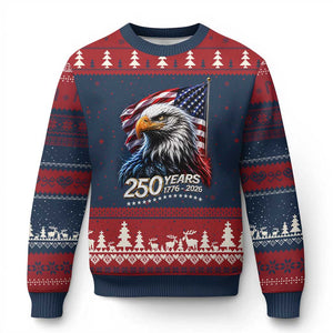 250 Years USA 250th Anniversary Ugly Christmas Sweater Patriotic Eagle 4th of July TS11 Navy Red Print Your Wear