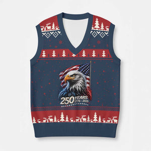 250 Years USA 250th Anniversary V-Neck Knit Sweater Vest Patriotic Eagle 4th of July