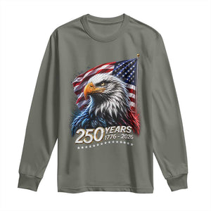 250 Years USA 250th Anniversary Long Sleeve Shirt Patriotic Eagle 4th of July TS11 Military Green Print Your Wear
