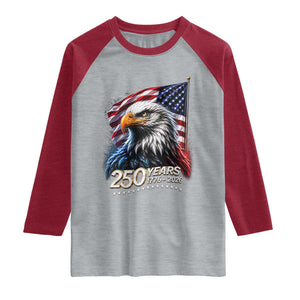 250 Years USA 250th Anniversary Raglan Shirt Patriotic Eagle 4th of July TS11 Heather Gray Heather Red Print Your Wear