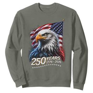 250 Years USA 250th Anniversary Sweatshirt Patriotic Eagle 4th of July TS11 Military Green Print Your Wear
