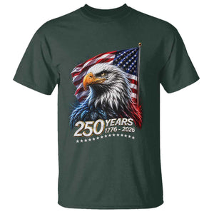 250 Years USA 250th Anniversary T Shirt Patriotic Eagle 4th of July TS11 Dark Forest Green Print Your Wear