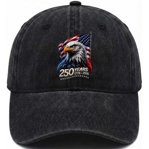 250 Years USA 250th Anniversary Washed Cotton Baseball Cap Patriotic Eagle 4th of July