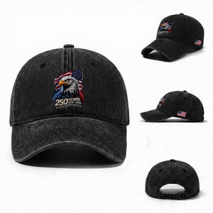 250 Years USA 250th Anniversary Washed Cotton Baseball Cap Patriotic Eagle 4th of July