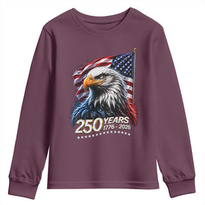 250 Years USA 250th Anniversary Youth Sweatshirt Patriotic Eagle 4th of July
