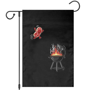 Funny BBQ Steak Meme Cute Meat Jumping Into Grill Garden Flag TS11 Black Print Your Wear