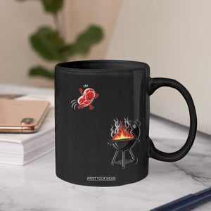Funny BBQ Steak Meme Cute Meat Jumping Into Grill Coffee Mug TS11 Print Your Wear