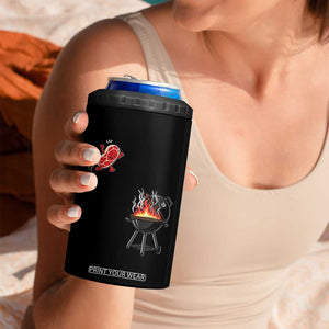 Funny BBQ Steak Meme Cute Meat Jumping Into Grill 4 in 1 Can Cooler Tumbler TS11 Print Your Wear