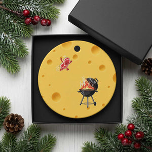 Funny BBQ Steak Meme Cute Meat Jumping Into Grill Ceramic Ornament TS11 1pc Yellow Cheese Print Your Wear