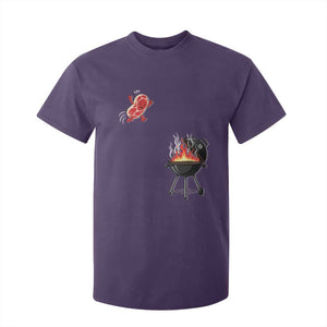 Funny BBQ Steak Meme Cute Meat Jumping Into Grill T Shirt For Kid TS11 Purple Print Your Wear