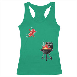 Funny BBQ Steak Meme Cute Meat Jumping Into Grill Racerback Tank Top TS11 Irish Green Print Your Wear
