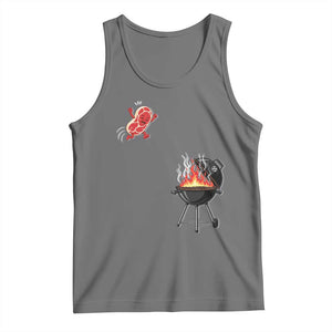 Funny BBQ Steak Meme Cute Meat Jumping Into Grill Tank Top TS11 Black Heather Print Your Wear