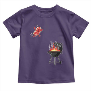 Funny BBQ Steak Meme Cute Meat Jumping Into Grill Toddler T Shirt TS11 Purple Print Your Wear