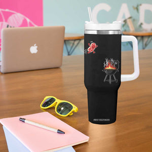 Funny BBQ Steak Meme Cute Meat Jumping Into Grill Tumbler With Handle TS11 Print Your Wear