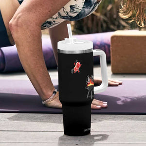 Funny BBQ Steak Meme Cute Meat Jumping Into Grill Tumbler With Handle TS11 Print Your Wear