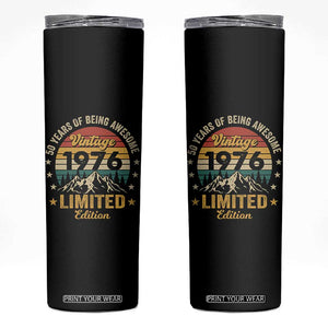 50th Birthday Skinny Tumbler Vintage 1976 Limited Edition Retro 50 Years Of Being Awesome Mountain TS11 Black Print Your Wear