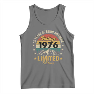 50th Birthday Tank Top Vintage 1976 Limited Edition Retro 50 Years Of Being Awesome Mountain TS11 Black Heather Print Your Wear