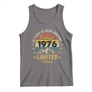 50th Birthday Tank Top Vintage 1976 Limited Edition Retro 50 Years Of Being Awesome Mountain TS11 Deep Heather Print Your Wear