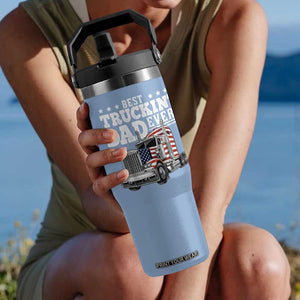 Best Truckin Dad Ever Flip Straw Tumbler Funny Rig Trucker Fathers Day TS11 One Size: 30 oz Light Blue Print Your Wear