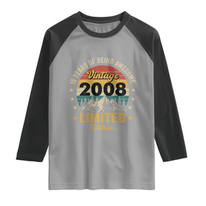 18th Birthday Raglan Shirt Vintage 2008 Limited Edition Retro 18 Years Of Being Awesome Mountain