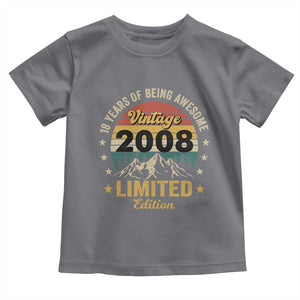 18th Birthday Toddler T Shirt Vintage 2008 Limited Edition Retro 18 Years Of Being Awesome Mountain