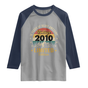 16th Birthday Raglan Shirt Vintage 2010 Limited Edition Retro 16 Years Of Being Awesome Mountain