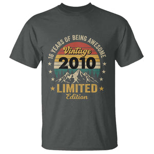 16th Birthday T Shirt Vintage 2010 Limited Edition Retro 16 Years Of Being Awesome Mountain
