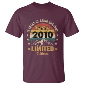 16th Birthday T Shirt Vintage 2010 Limited Edition Retro 16 Years Of Being Awesome Mountain