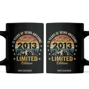 13th Birthday Coffee Mug Vintage 2013 Limited Edition Retro 13 Years Of Being Awesome Mountain