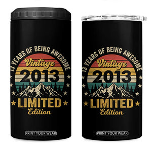 13th Birthday 4 in 1 Can Cooler Tumbler Vintage 2013 Limited Edition Retro 13 Years Of Being Awesome Mountain