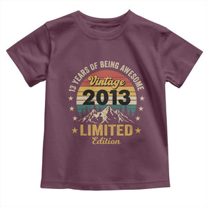 13th Birthday Toddler T Shirt Vintage 2013 Limited Edition Retro 13 Years Of Being Awesome Mountain