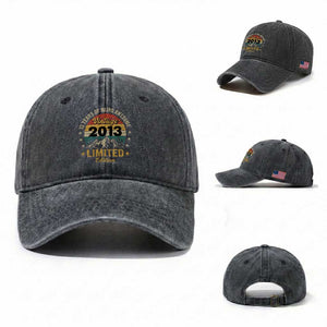 13th Birthday Washed Cotton Baseball Cap Vintage 2013 Limited Edition Retro 13 Years Of Being Awesome Mountain
