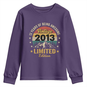 13th Birthday Youth Sweatshirt Vintage 2013 Limited Edition Retro 13 Years Of Being Awesome Mountain