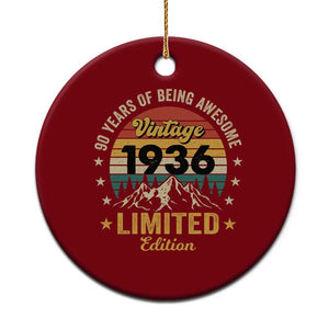 90th Birthday Ceramic Ornament Vintage 1936 Limited Edition Retro 90 Years Of Being Awesome Mountain